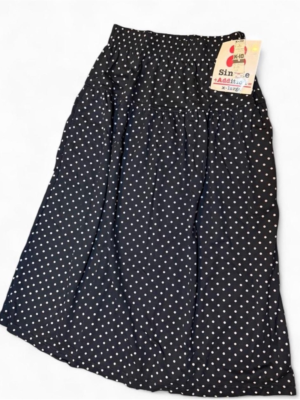 1980s Black Polka Dot A-Line Midi Skirt